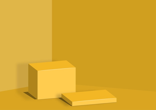 Cube pedestal template yellow tone