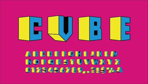 Premium Vector | Cube style font