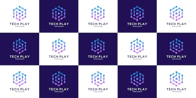 Cube tech-logo met beginletter pb en d-ontwerp