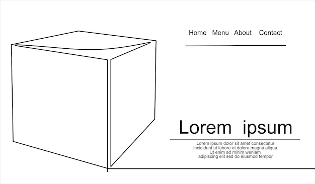 Cube vector icon.continuous line drawing