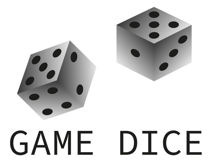 Vector cubes in a realistic design dice game isolated on white background