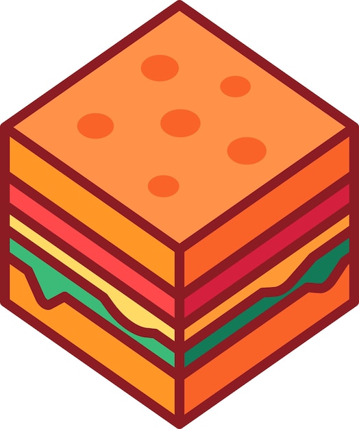 Vector cubic hamburger outline isolated isometric icon