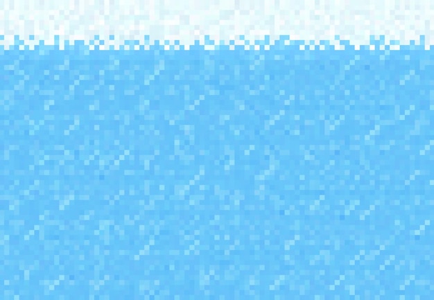 Vector cubic pixel game snow ice water block background