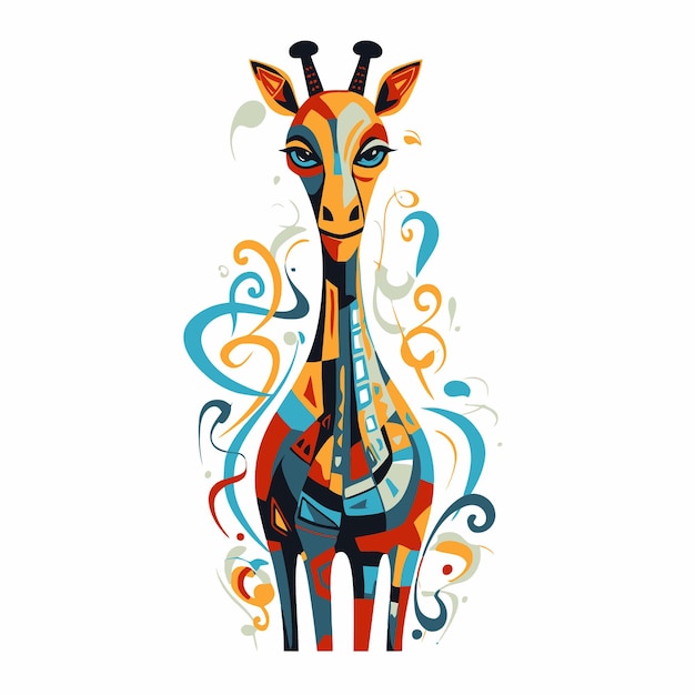 Vector cubist painting of a giraffe