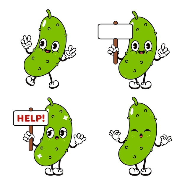 Vector cucumber character bundle set