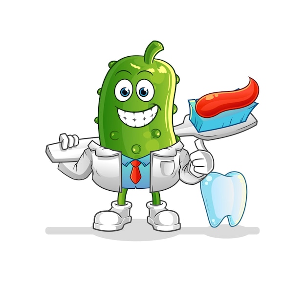 Cucumber dentist illustration. character vector