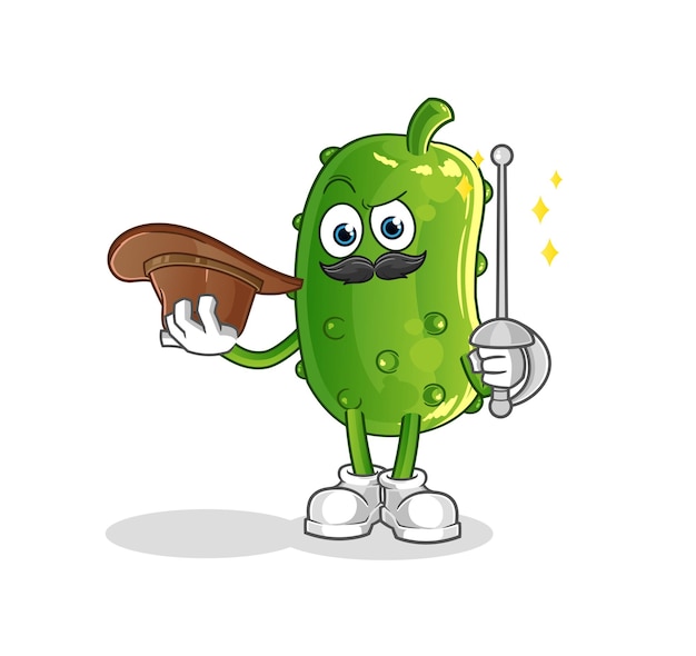 Vector cucumber fencer character cartoon mascot vector