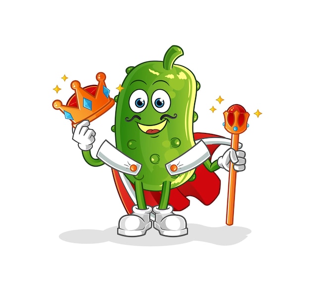 Cucumber king vector. cartoon character