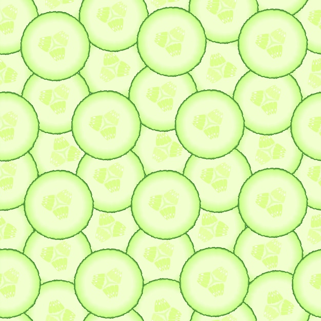 Cucumber pattern. Seamless background from slices of vegetable. Diet healthy organic food