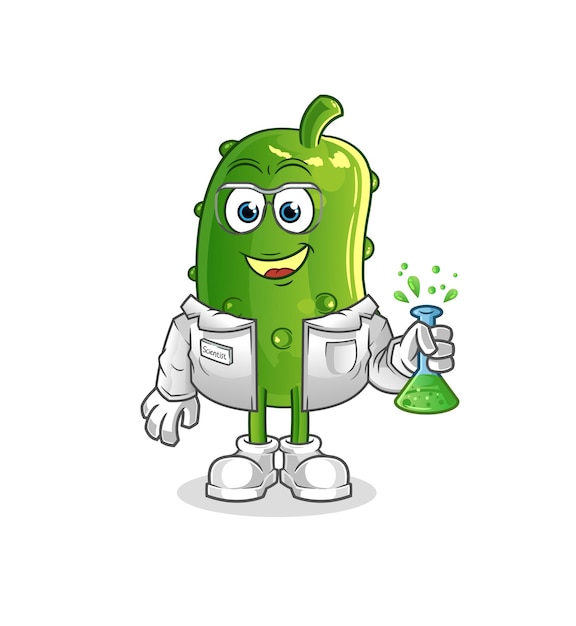 cucumber scientist character. cartoon mascot vector