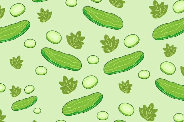 Vector cucumber seamless pattern background