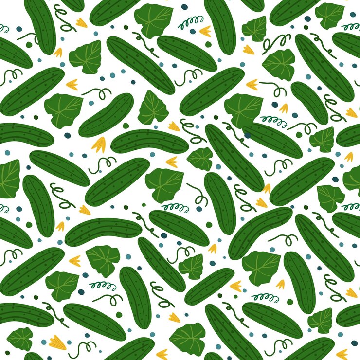Vector cucumber seamless pattern vegetable wallpaper design for fabric