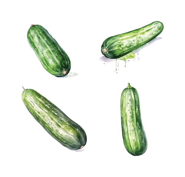 Vector cucumber watercolor paint