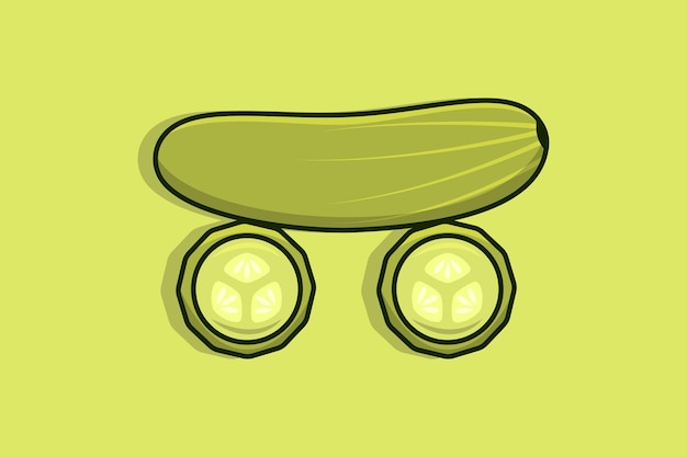 Cucumber with cucumber Slice vegetable vector illustration. Food nature icon concept.