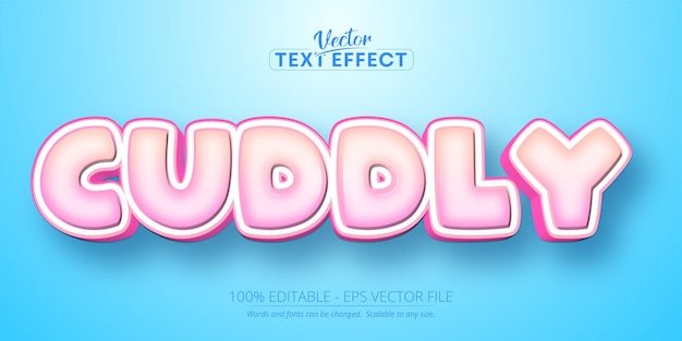 Vector cuddly text, cartoon style editable text effect