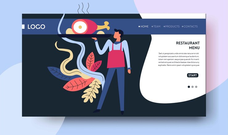 Vector cuisine and culinary web page template restaurant menu