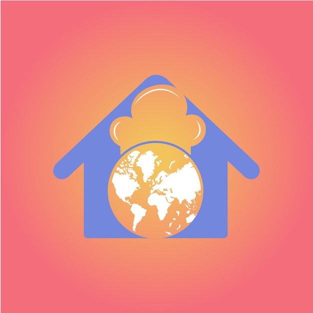 Вектор Кухня глобальный дизайн с логотипами различных дизайн кухни оранжевый градиент цвета фона