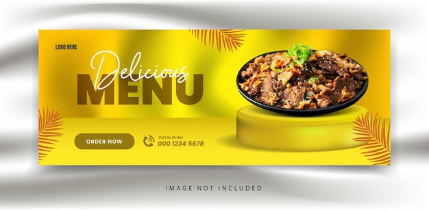 Culinair eten en restaurant facebook omslagsjabloon voor spandoek