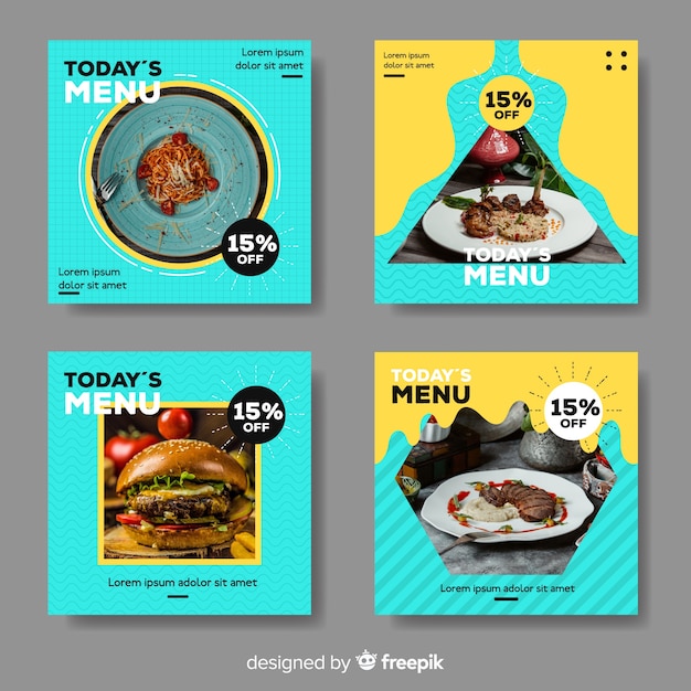 Vector culinaire instagram-postverzameling met foto