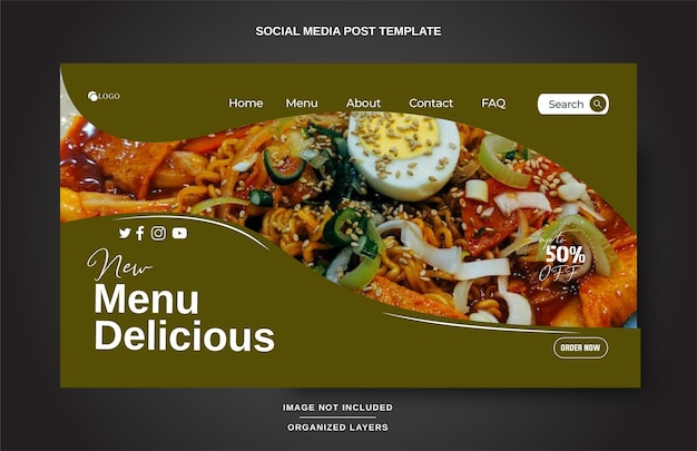 Vector culinary food landing page website template