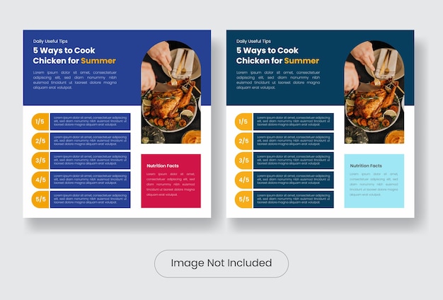 Culinary food tips social media post banner template set. Vector illustration EPS 10