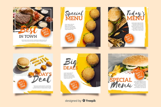 Culinary instagram post collection with photo