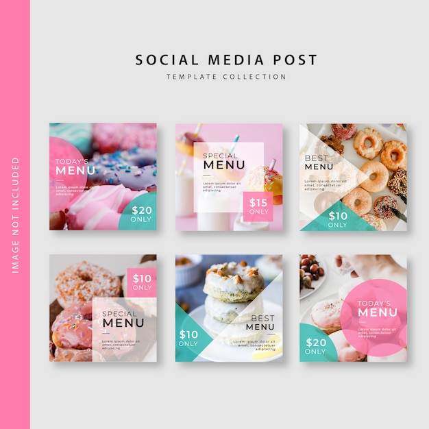 Vector culinary instagram post template collection