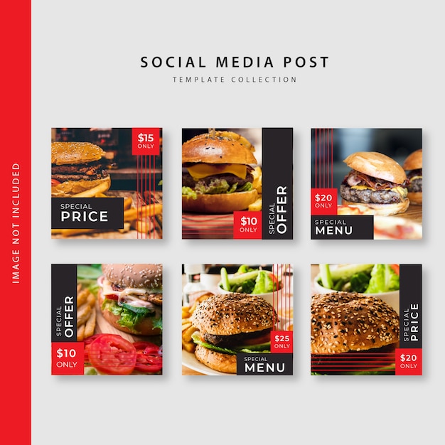 Vector culinary instagram post template collection