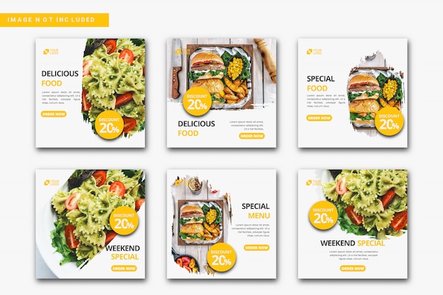 Vector culinary instagram post template collection.