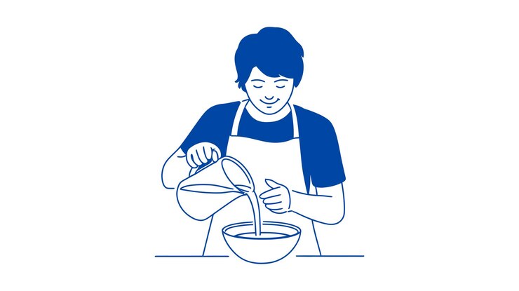 Vector culinary precision a culinary scene of a person carefully pouring liquid from a jug into a bowl