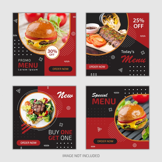 Set di modelli di post social media culinari