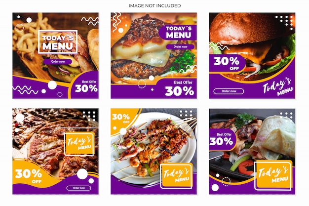 Vector culinary social media post templates