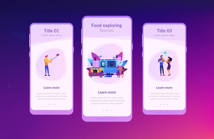 Vector culinary tourism app interface template.