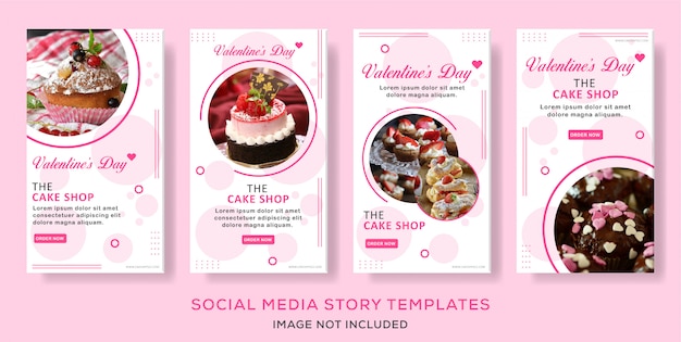 Cullinary valentine's day story template collection vector