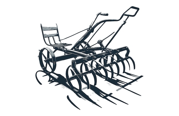 Vector cultivator farm tools vector illustration silhouette