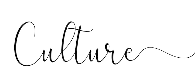 CULTURE Continuous one line calligraphy Minimalistic handwriting with white background