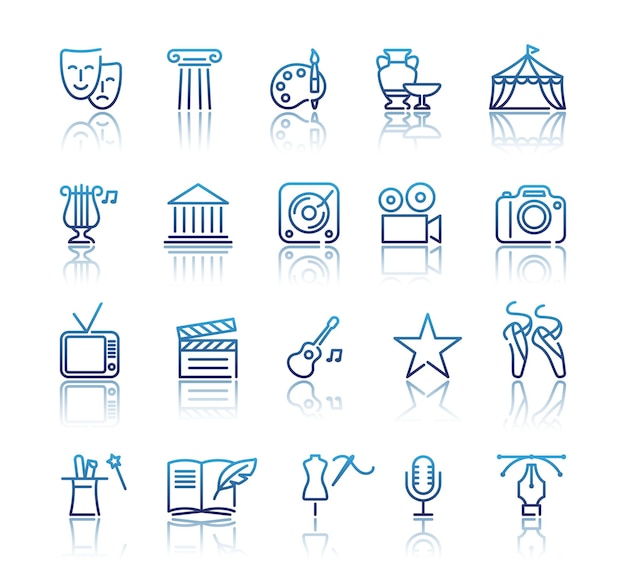 Culture and creative fine art line icons set