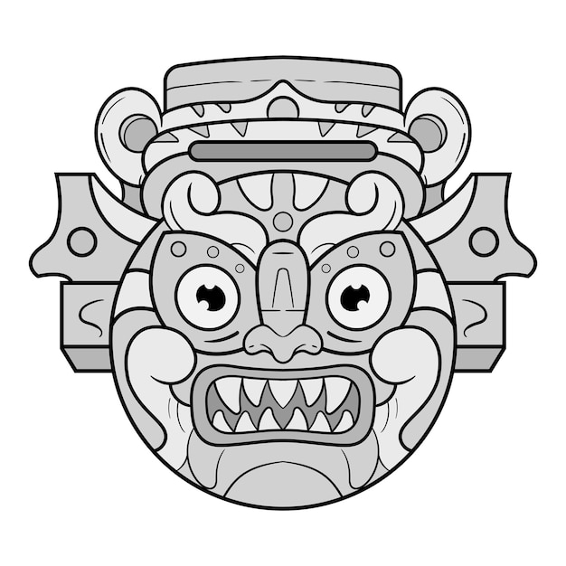 Culture Head statue barong or tiki mask trofical sign from polynesian Illustration good for tattoos