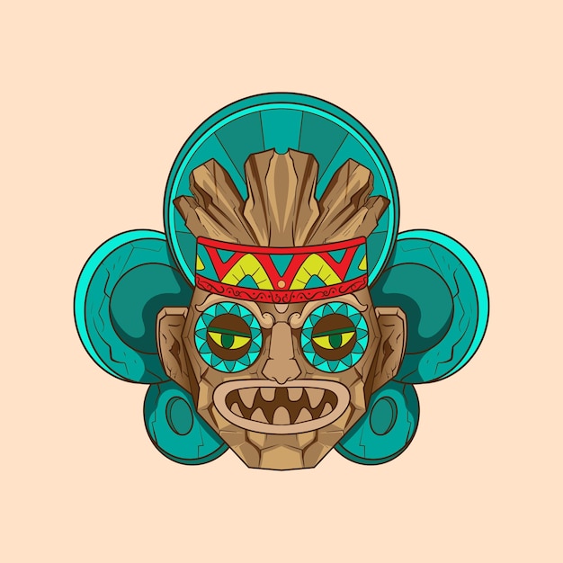 Culture traditional elements tiki festival tiki masks for tshirt design sticker and wall art