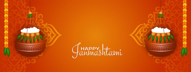 Culturele Happy Janmashtami festival viering banner vector