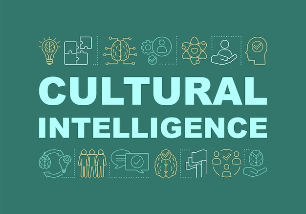 Culturele intelligentie woord concepten banner Maatschappelijk verantwoord ondernemen Creatief denken Kernwaarden Geïsoleerde belettering typografie idee met lineaire pictogrammen Hr vaardigheid Vector schets illustratie