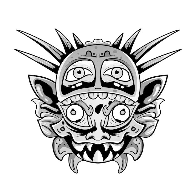 Cultuur Hoofdstandbeeld barong of tiki-masker trofisch teken van Polynesische illustratie goed voor tatoeages