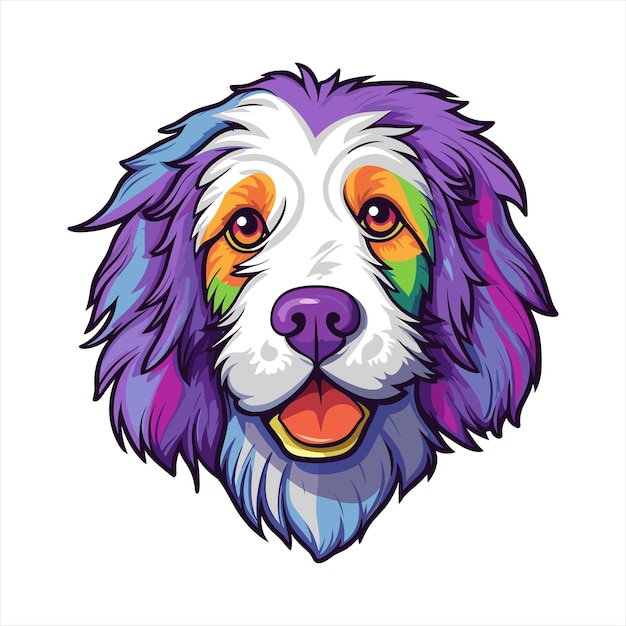 Vector cumberland sheepdog dog breed colorful cartoon kawaii character animal pet isolated sticker