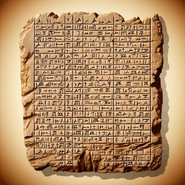 Vector cuneiform ancient alphabet sumerians lines