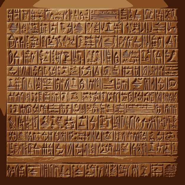 Vector cuneiform ancient alphabet sumerians lines