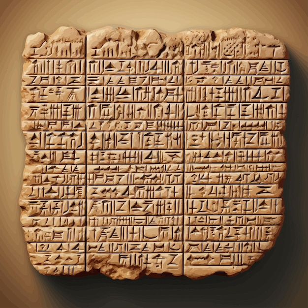 Vector cuneiform ancient alphabet sumerians lines