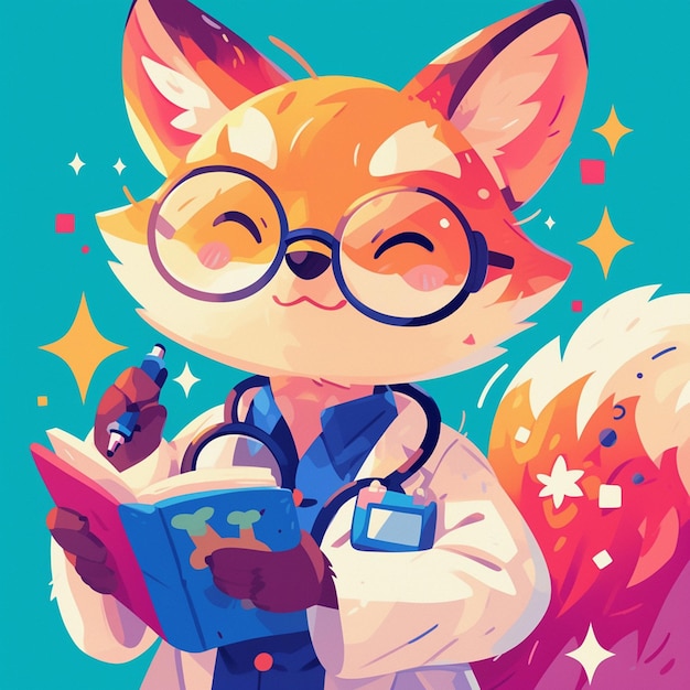 Vector a cunning fox doctor cartoon style