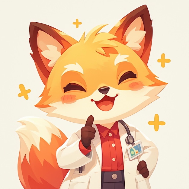 Vector a cunning fox doctor cartoon style