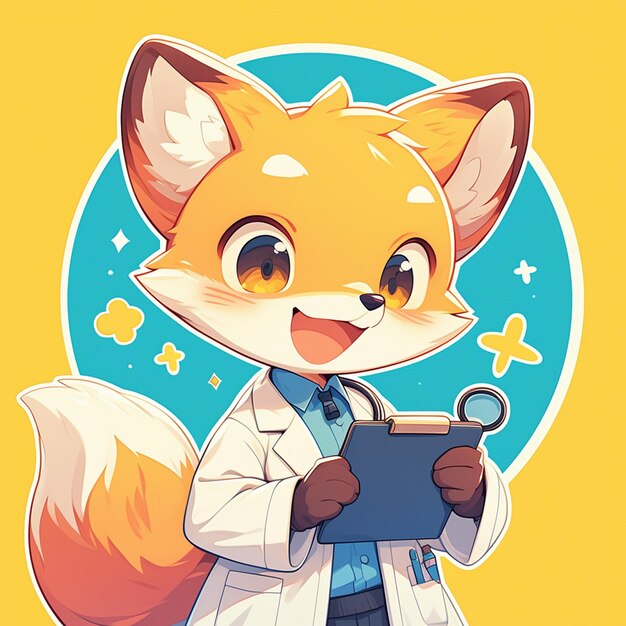 Vector a cunning fox doctor cartoon style