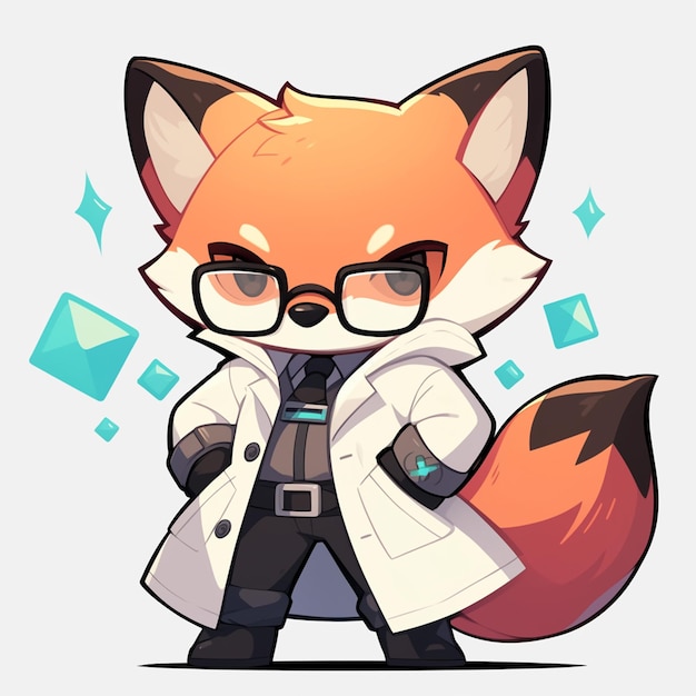 Vector a cunning fox doctor cartoon style